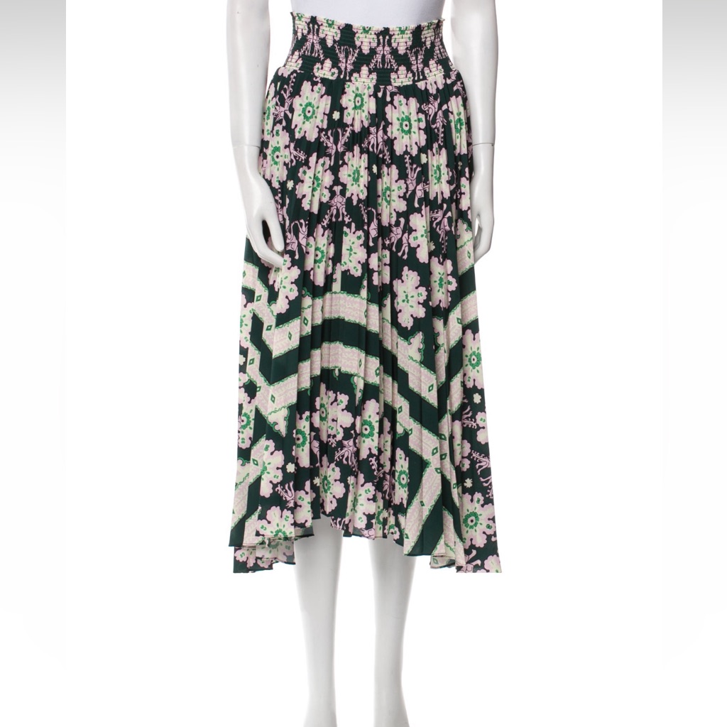 A.L.C. Sonali Floral Pleated Midi Skirt